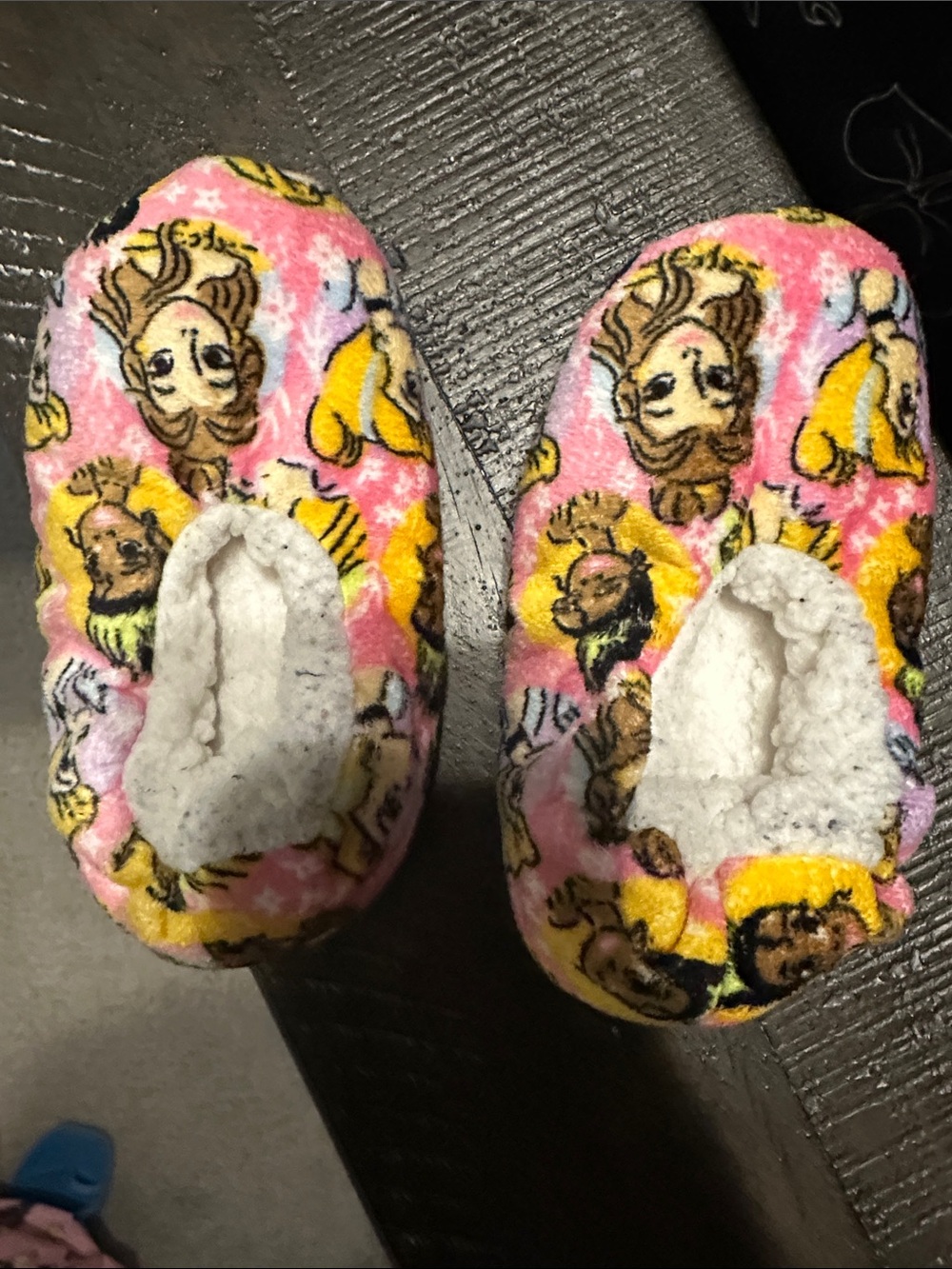 Pink Princess Print Kids One Piece Slipper Booties